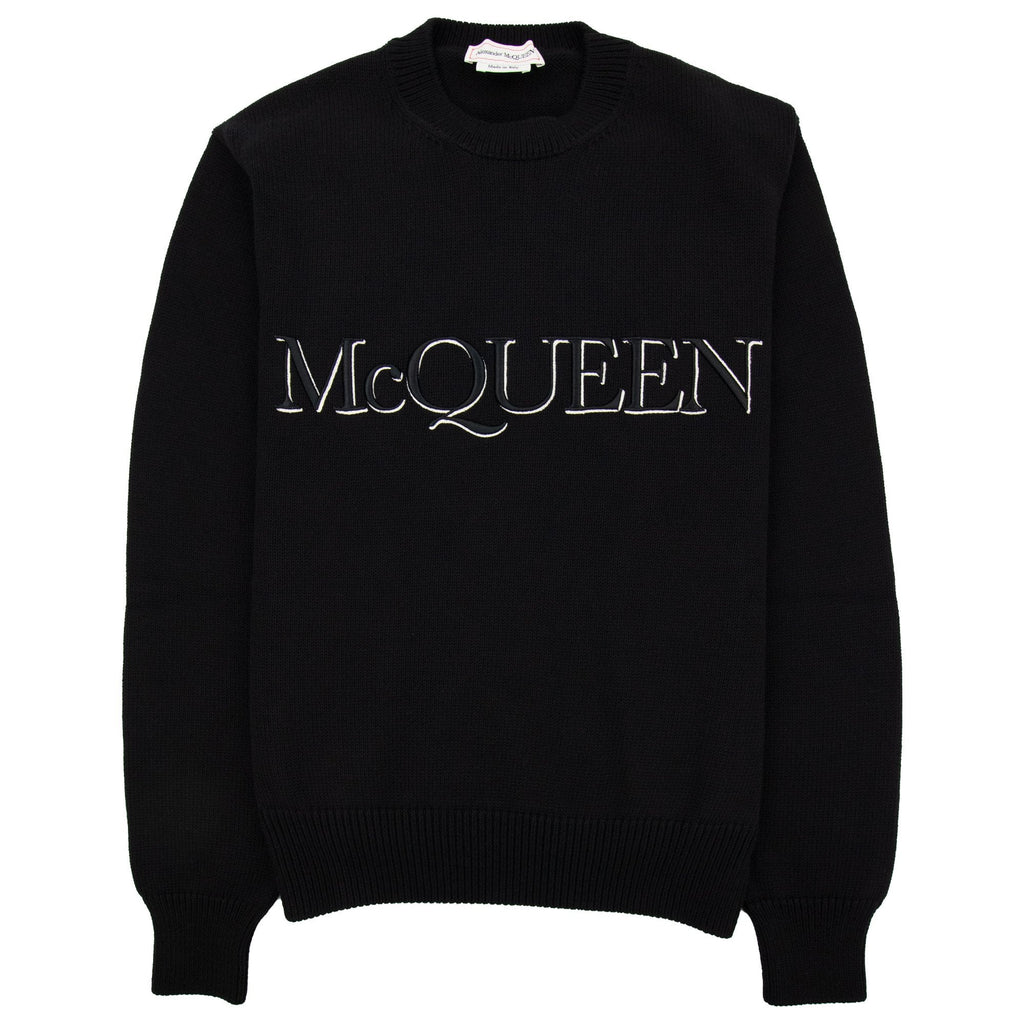 Alexander Mcqueen Embroidered Crew Neck Jumper Black 1011