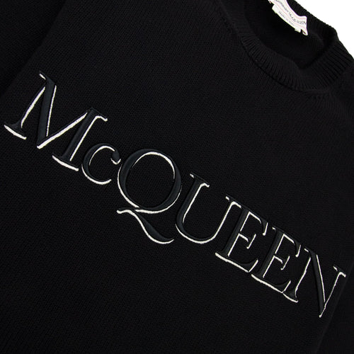 Alexander Mcqueen Embroidered Crew Neck Jumper Black 1011