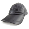 Armani Jeans Eagle Logo Leather Baseball Cap Black