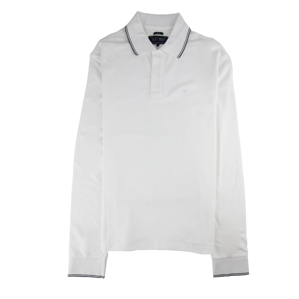 Armani Jeans Aj Embossed Logo L/s Polo White
