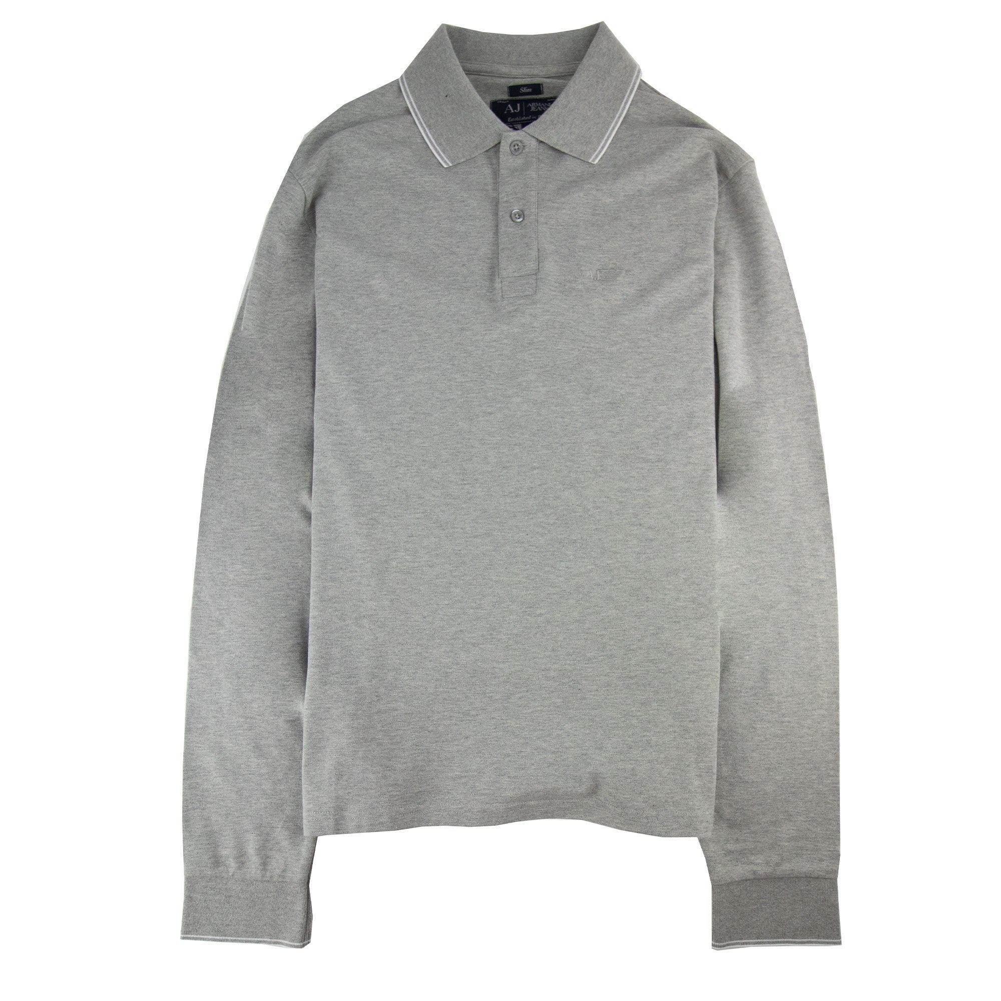 Armani Jeans Aj Embossed Logo L/s Polo Light Grey