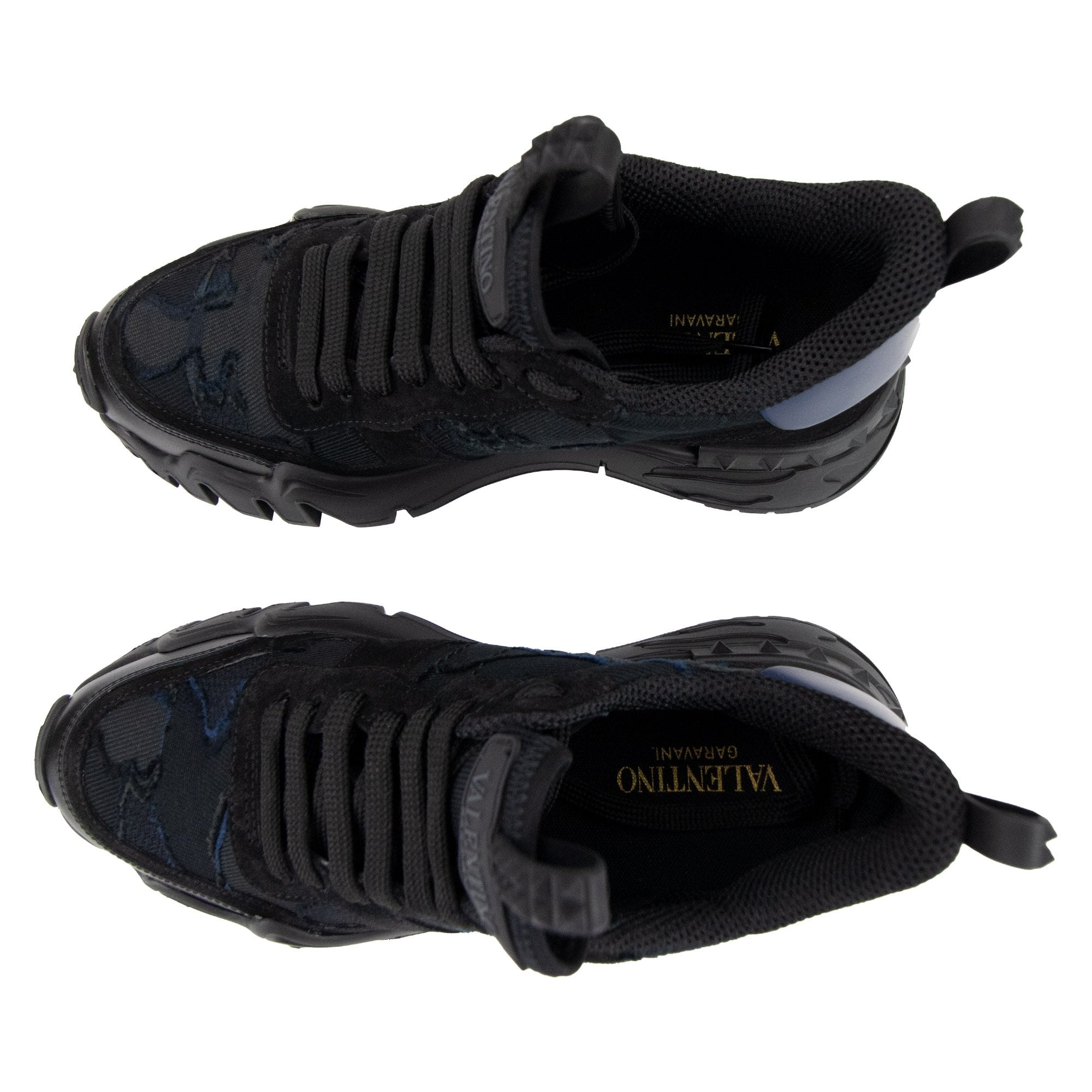 Valentino Rockrunner Plus Suede Mesh Trainers Nero