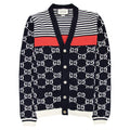 Gucci Gg And Stripe Knit Cardigan Blue/white