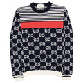 Gucci Gg And Stripe Knit Jumper Blue/white