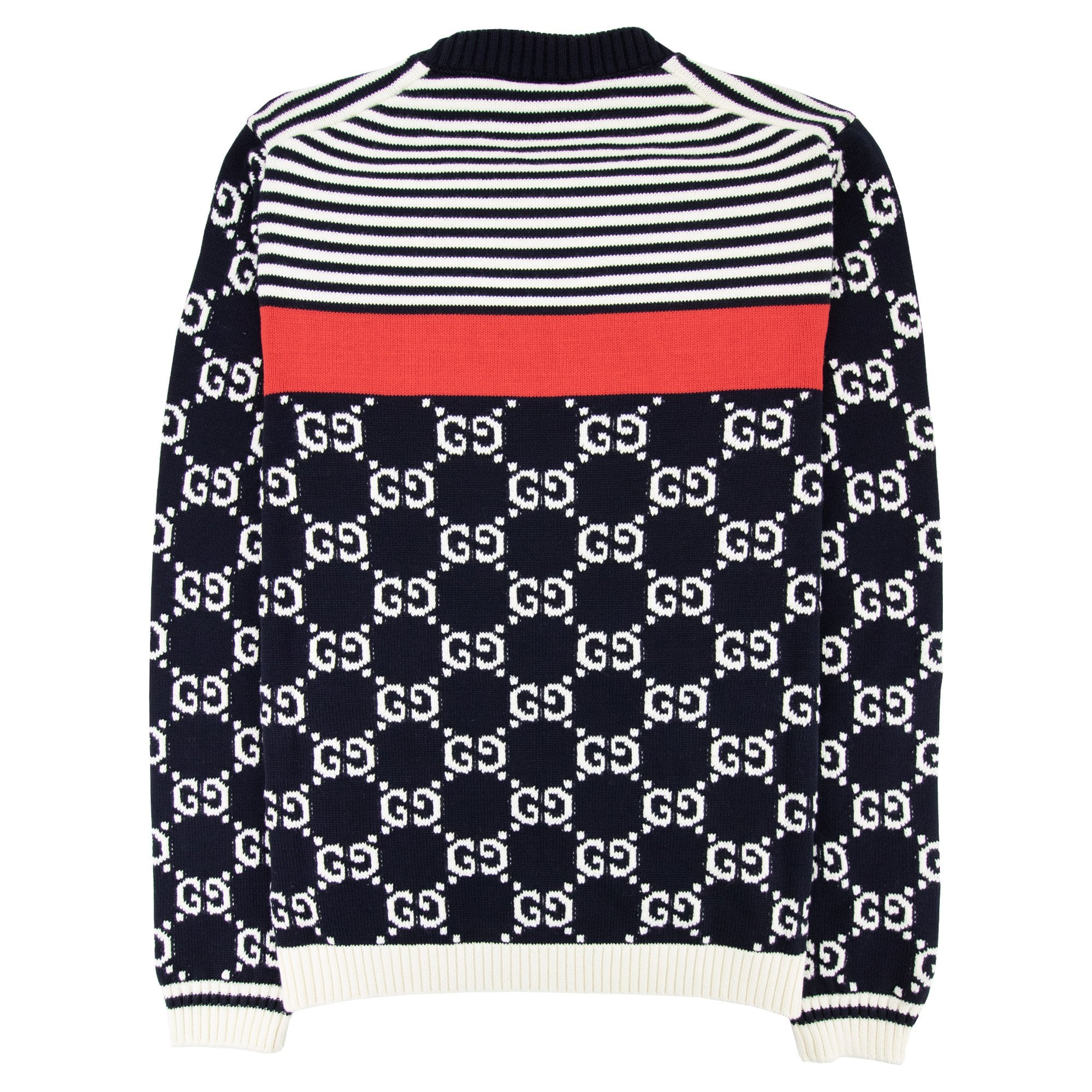 Gucci Gg And Stripe Knit Jumper Blue/white