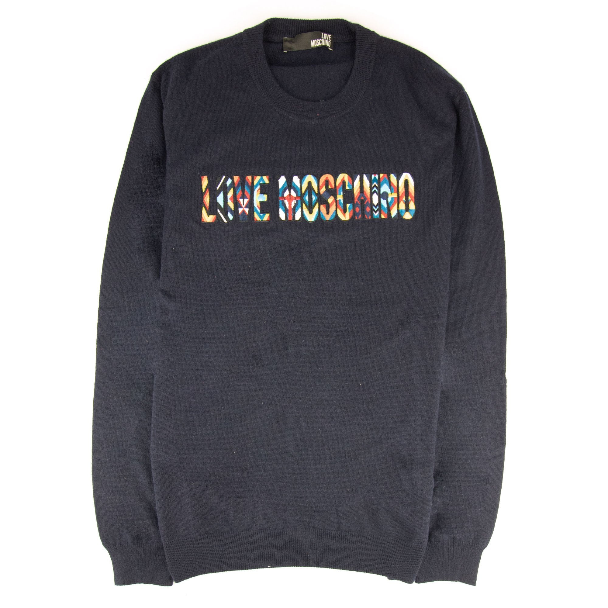 Love Moschino Embroidered Logo Knitted Sweatshirts Navy