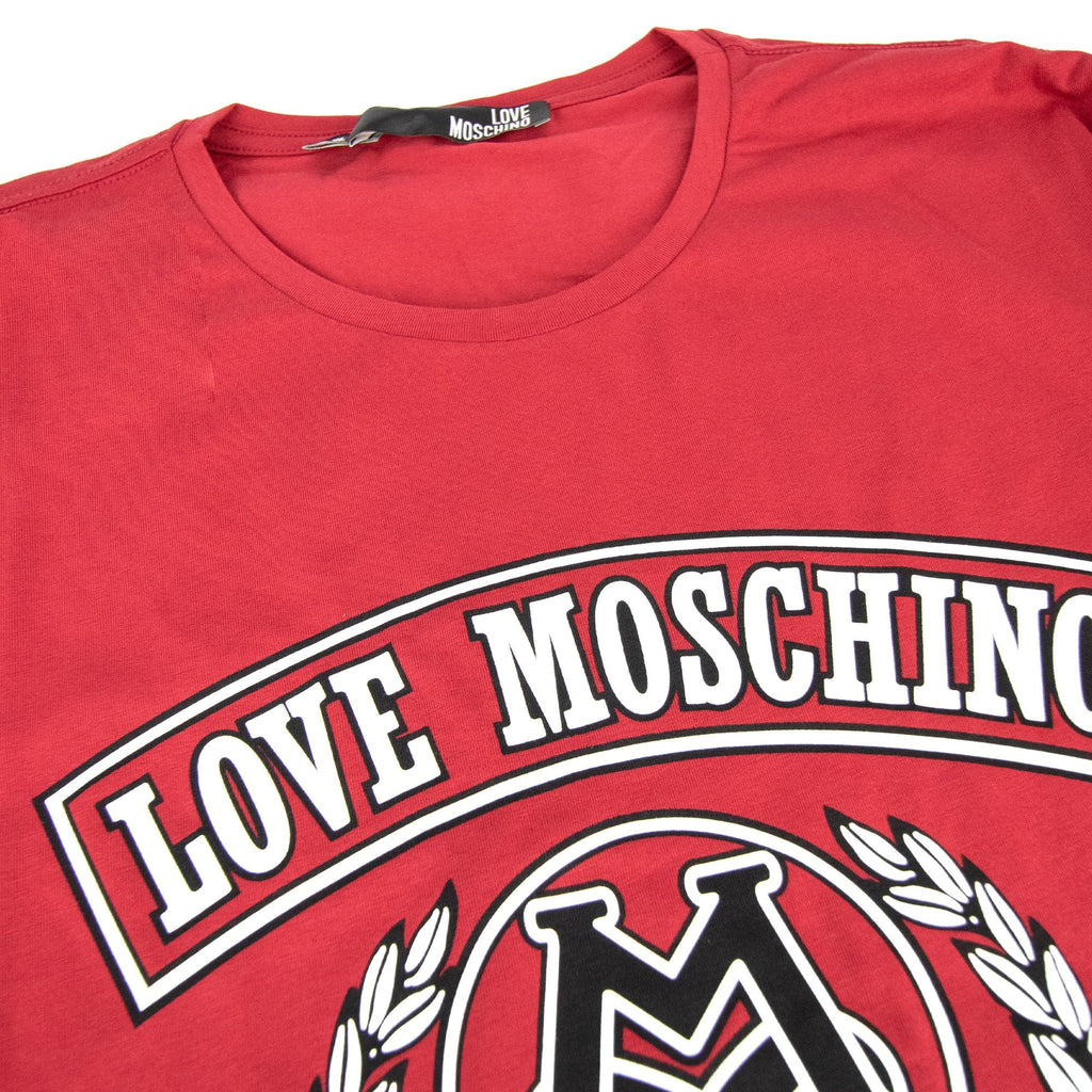 Love Moschino Milano Printed Logo T Shirt Burgundy