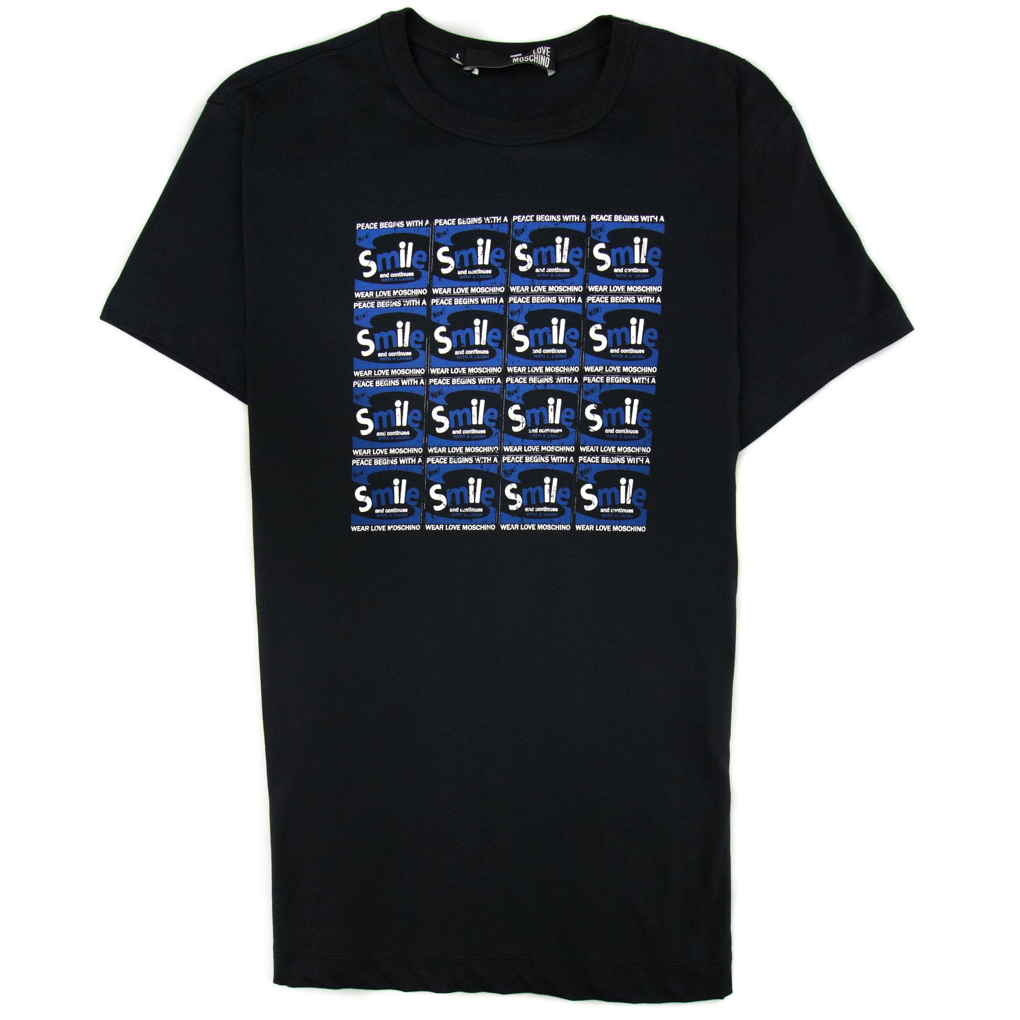 Love Moschino Peace Begins With Smile Logo T Shirt Black