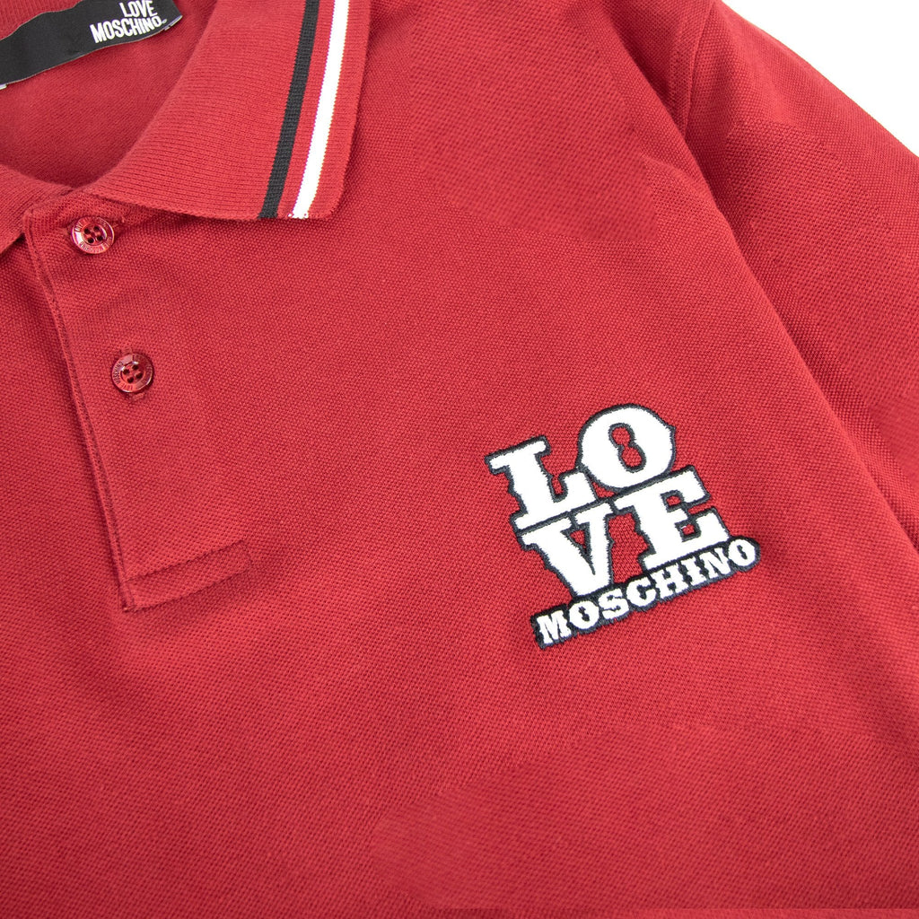 Love Moschino Embroidered Logo S/s Polo Burgundy