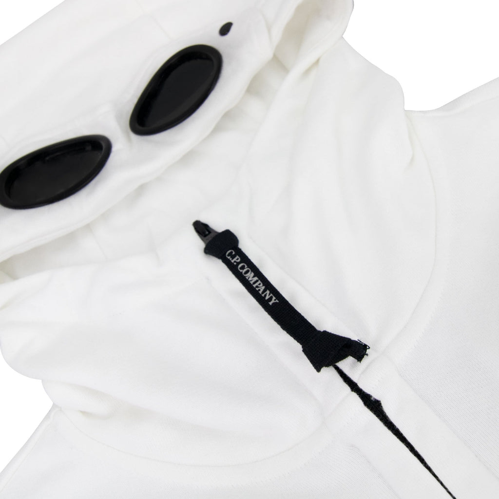 Cp Company Diagonal Raised Fleece Goggle Full Zip Hoodie White 112