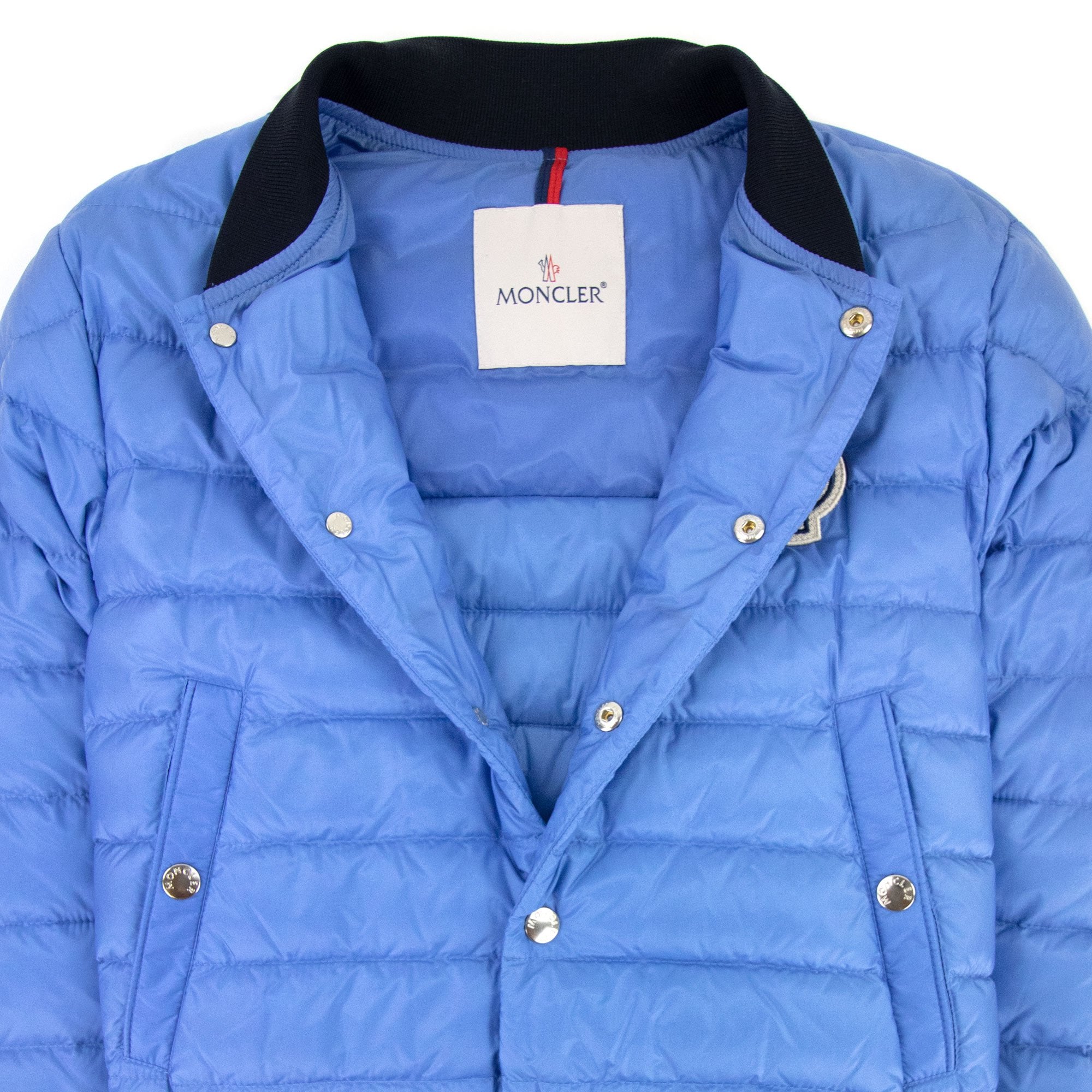 Moncler Junior Corbiac Embossed Logo Bomber Jacket Light Blue