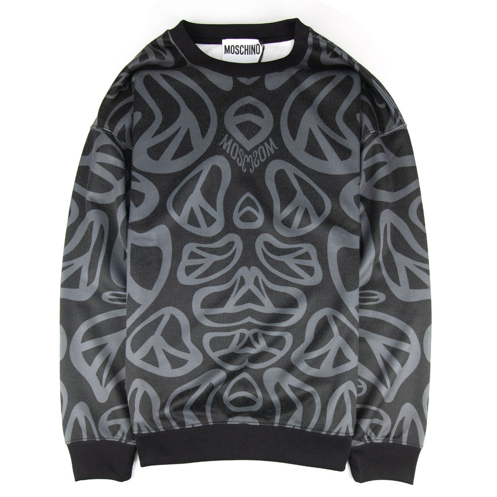 Moschino Couture All Over Peace Sign Light Fleece Sweatshirt Black/grey
