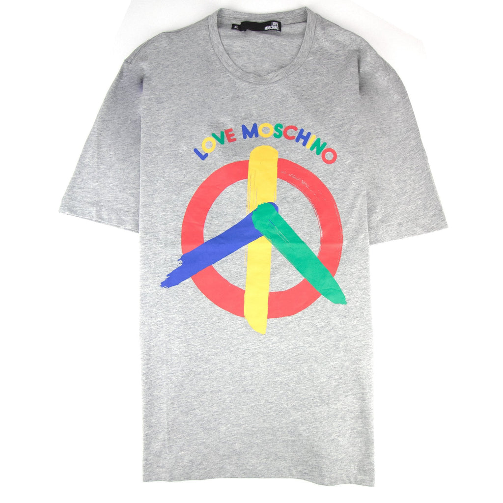 Love Moschino Peace Sign Logo T Shirt Grey B588