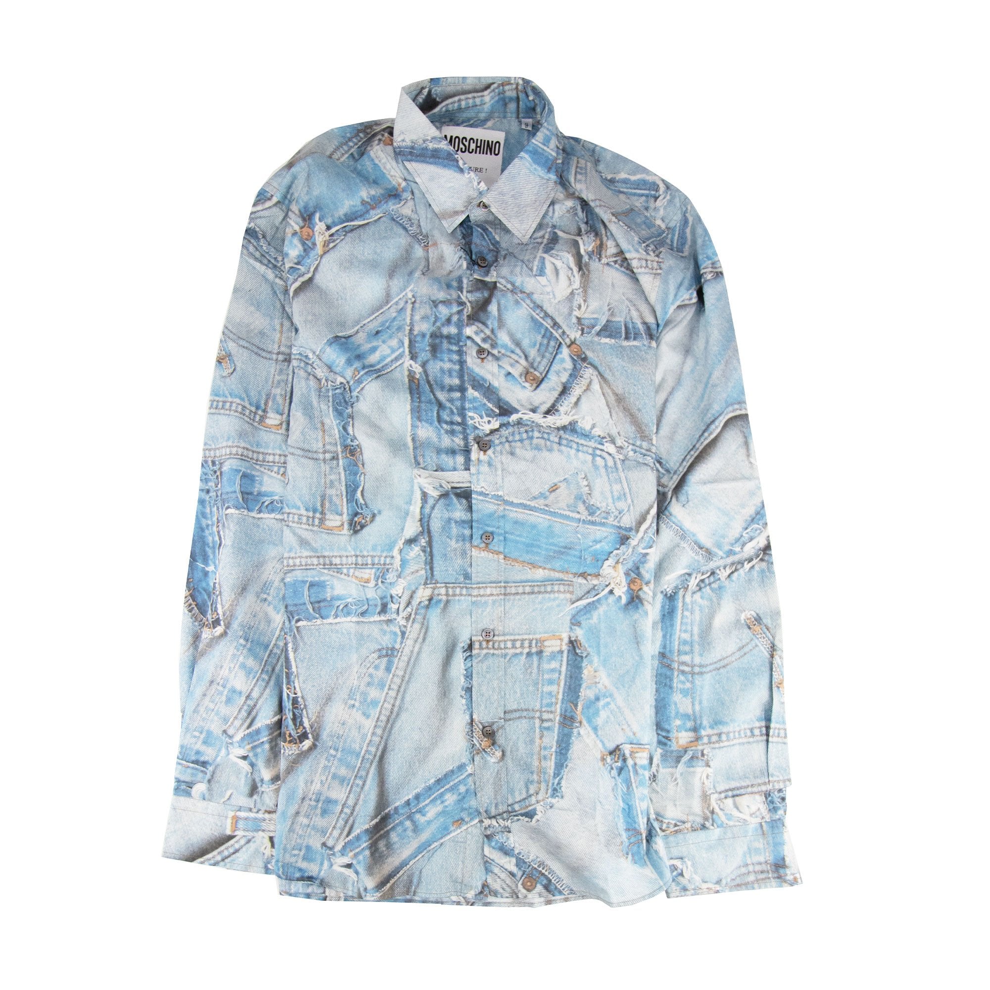 Moschino Couture All Over Jeans Printed Shirt Dark Denim