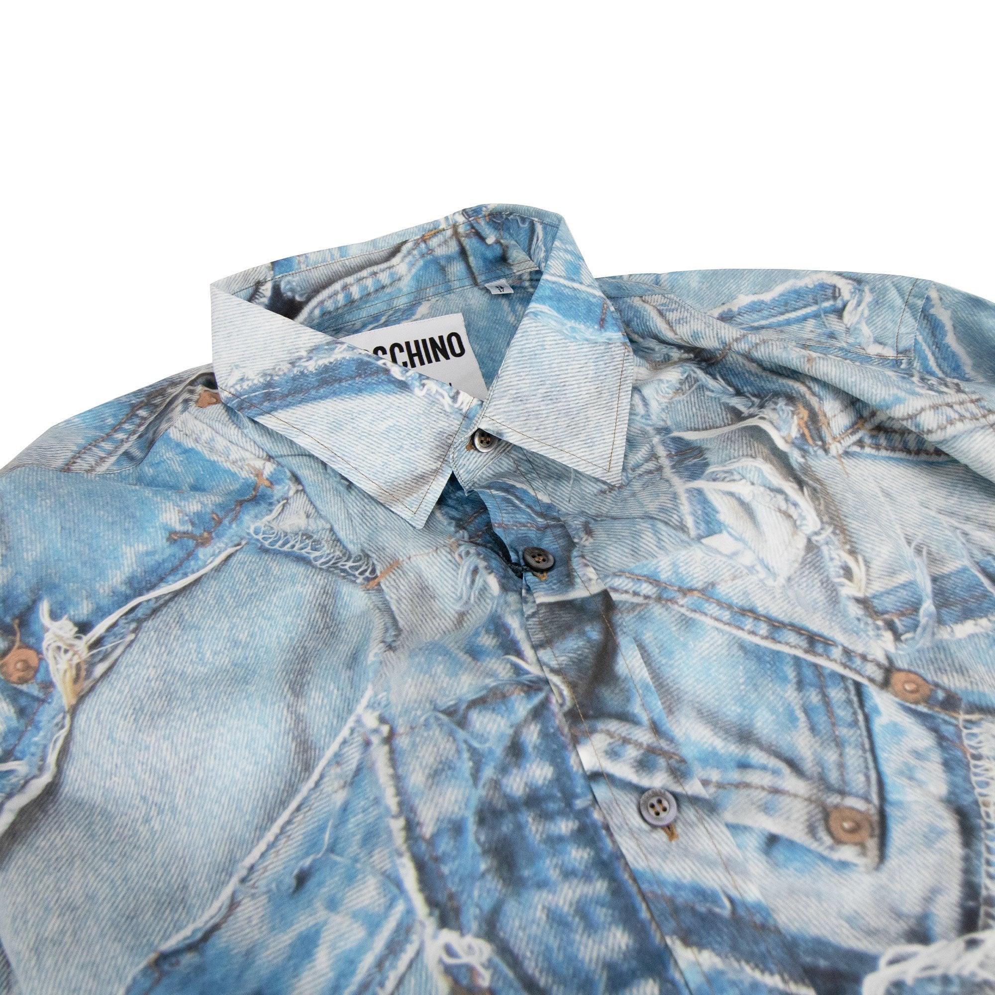 Moschino Couture All Over Jeans Printed Shirt Dark Denim