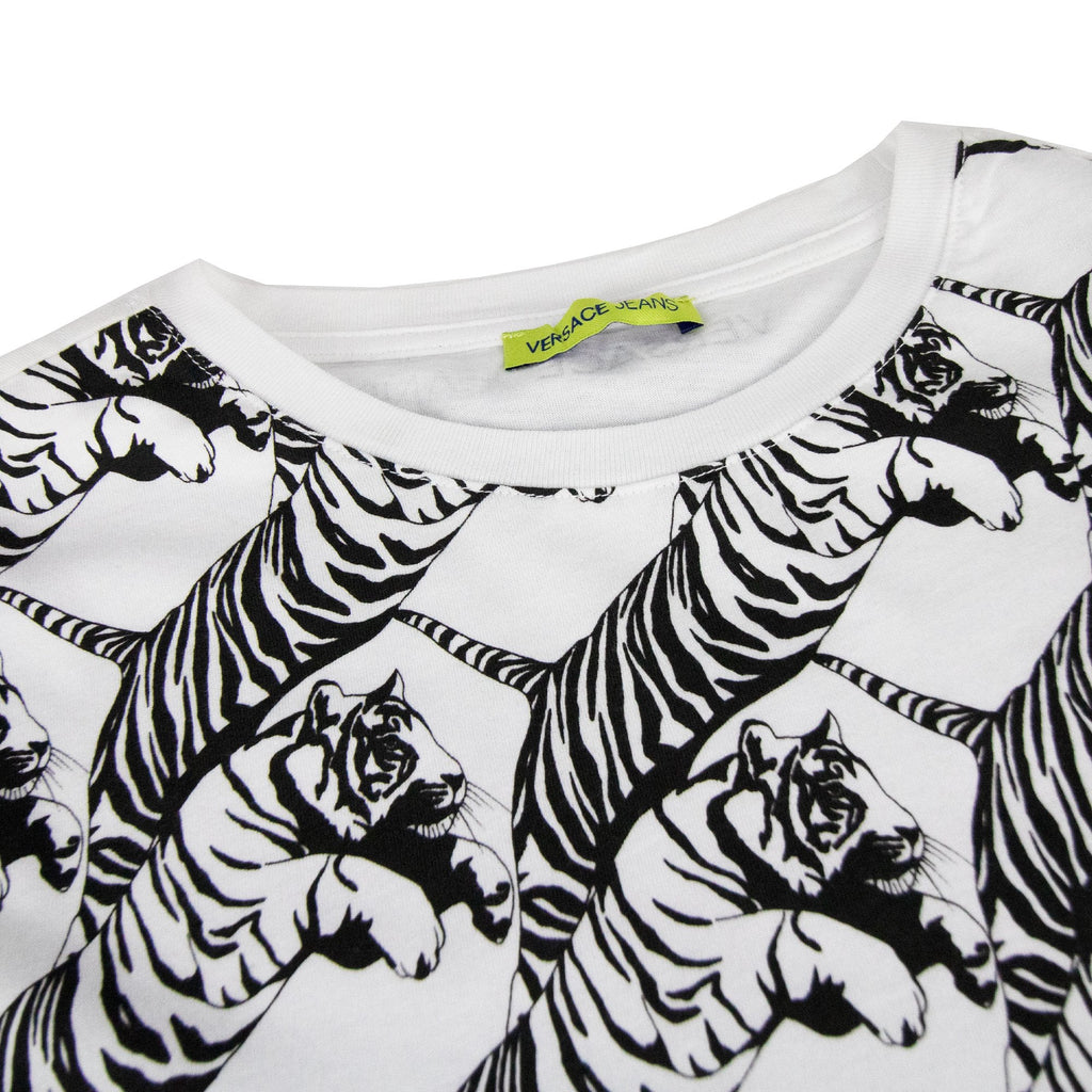 Versace Jeans All Over Tiger Print T Shirt White