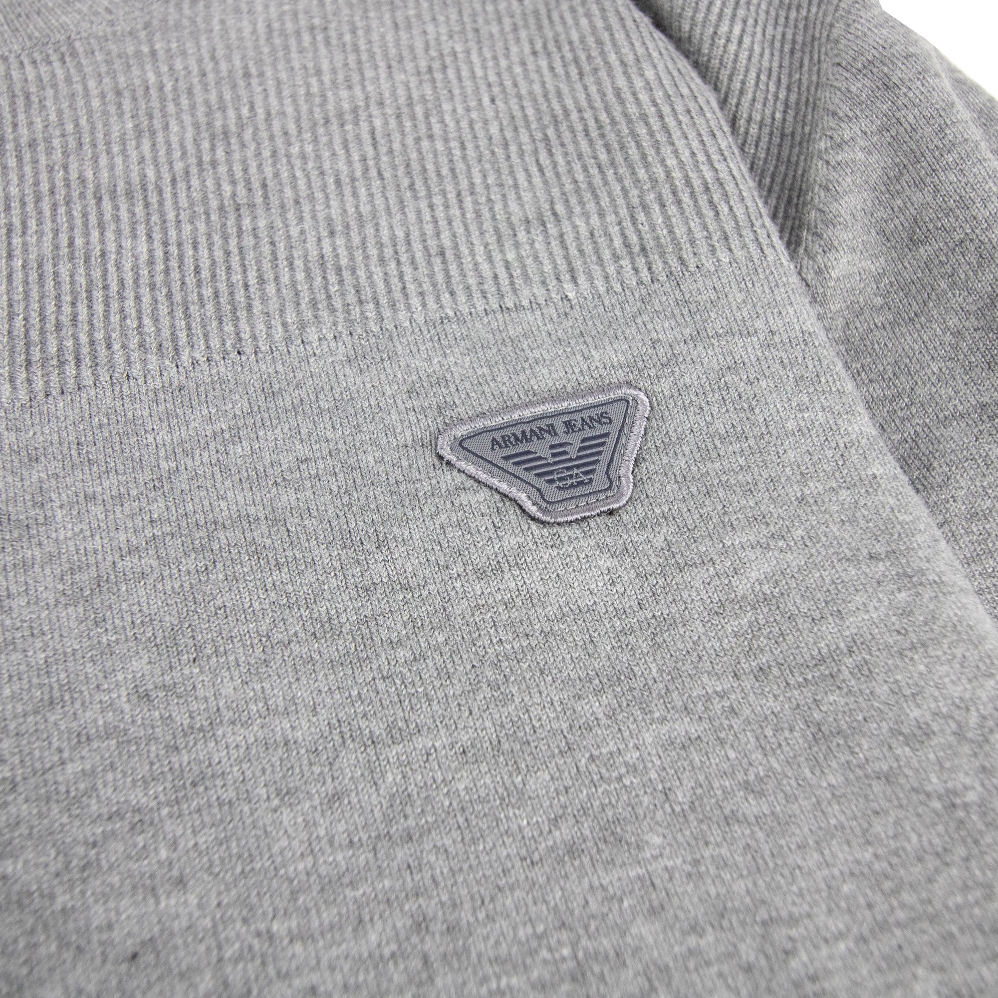 Armani Jeans Eagle Logo Knitted Jumper Grey Melange