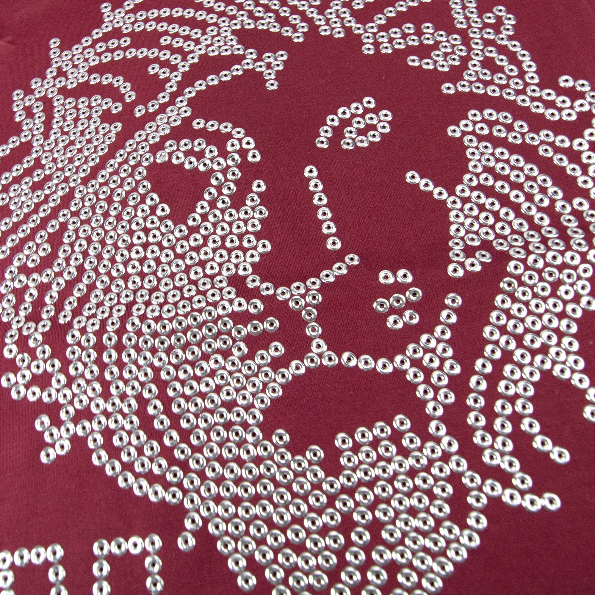 Versace Versus Lion Stud Head Logo T Shirt Burgundy
