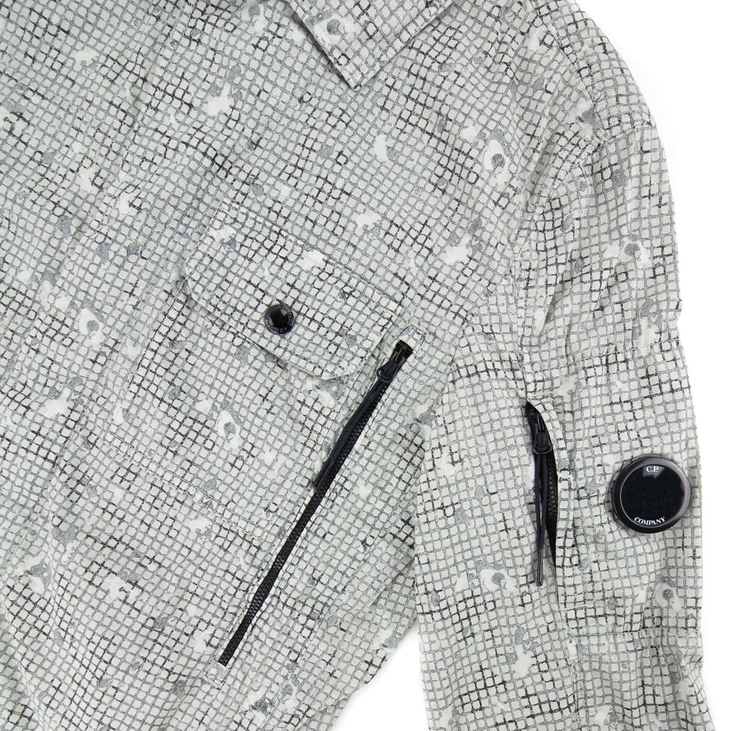 Cp Company 50 Fili Camo Grid Overshirt Light Grey