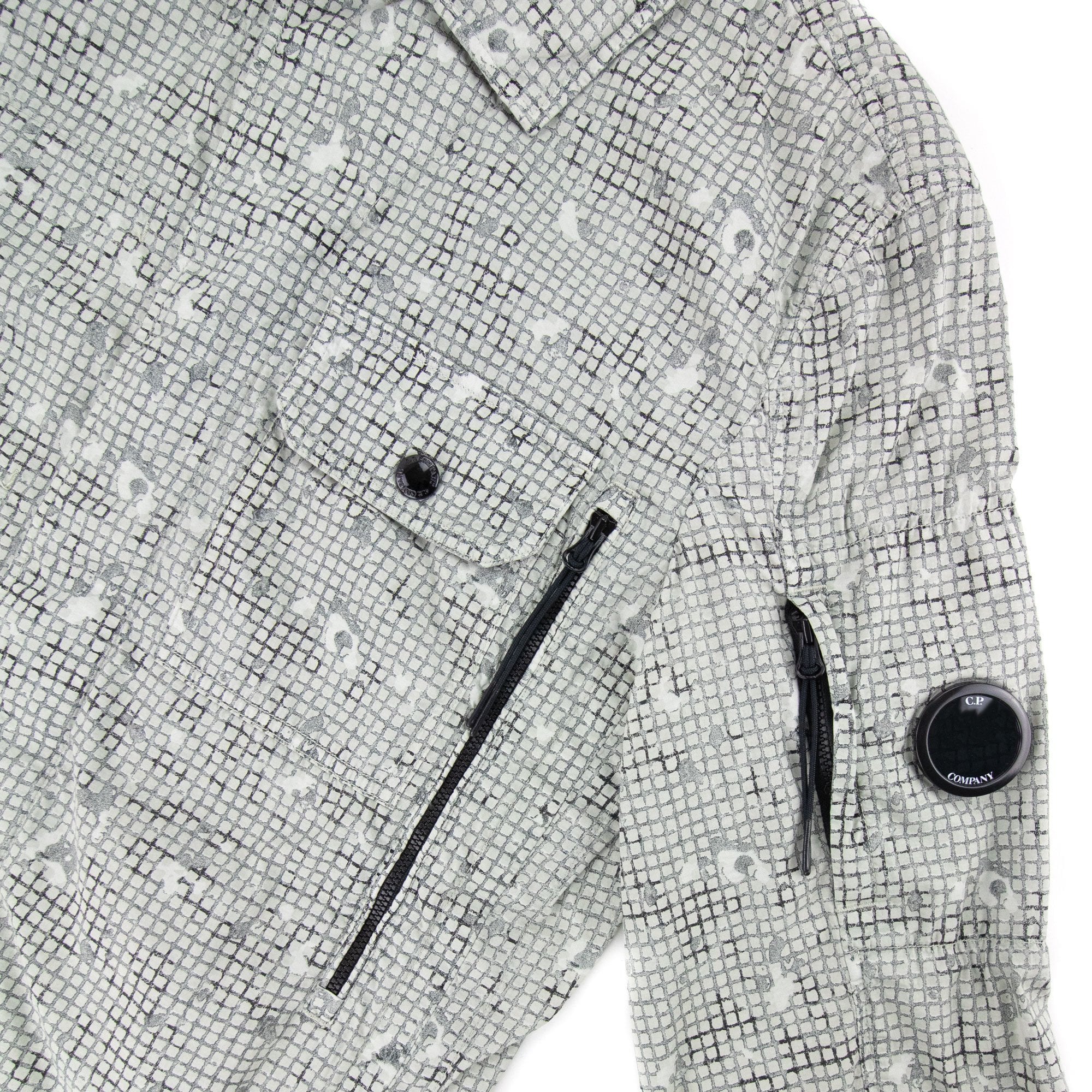 Cp Company 50 Fili Camo Grid Overshirt Light Grey
