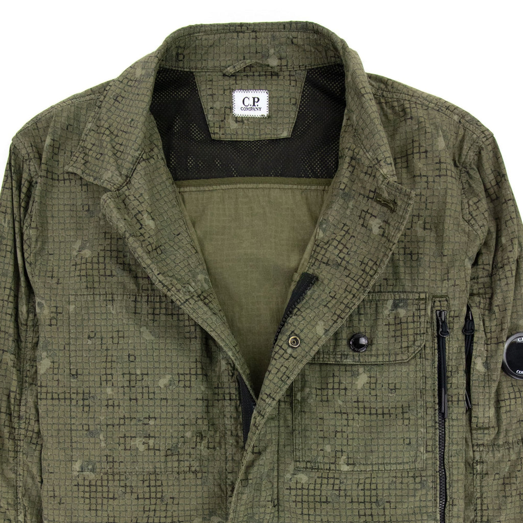Cp Company 50 Fili Camo Grid Overshirt Dark Green