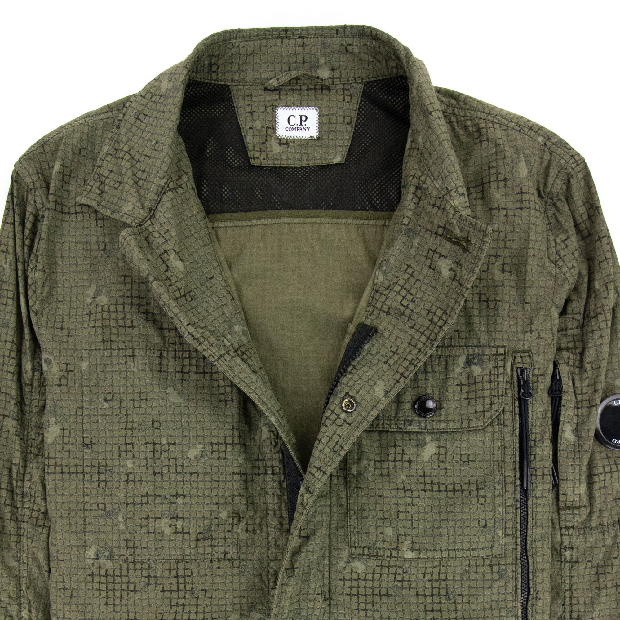 Cp Company 50 Fili Camo Grid Overshirt Dark Green