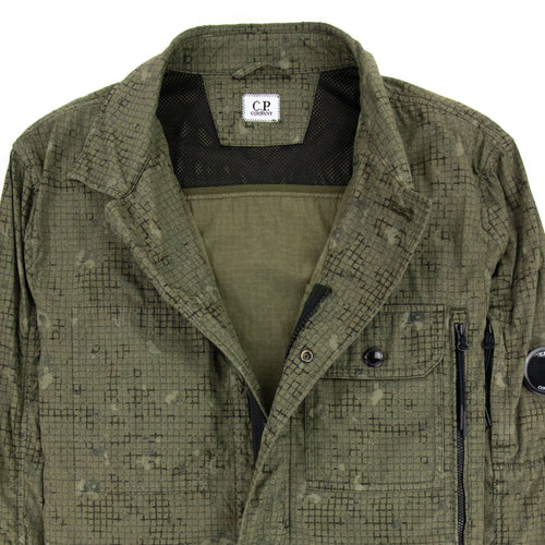 Cp Company 50 Fili Camo Grid Overshirt Dark Green