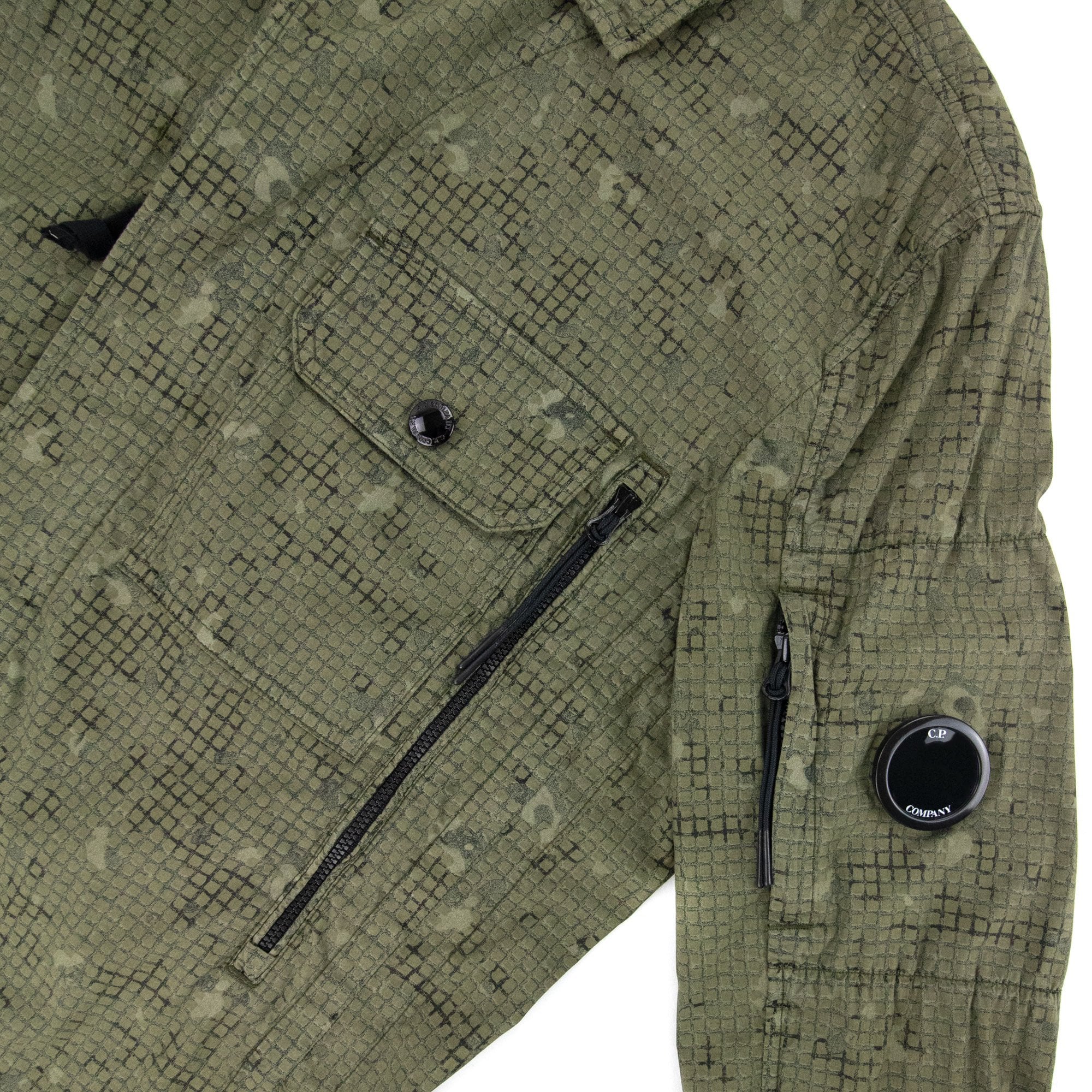 Cp Company 50 Fili Camo Grid Overshirt Dark Green