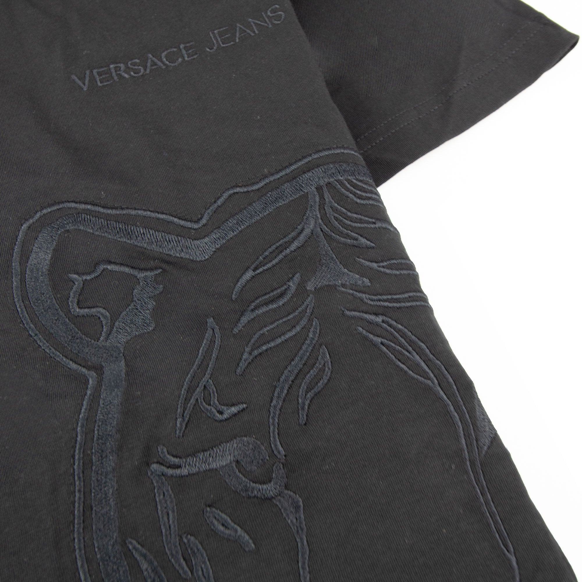 Versace Jeans Embroidered Lion Log T Shirt Black/black