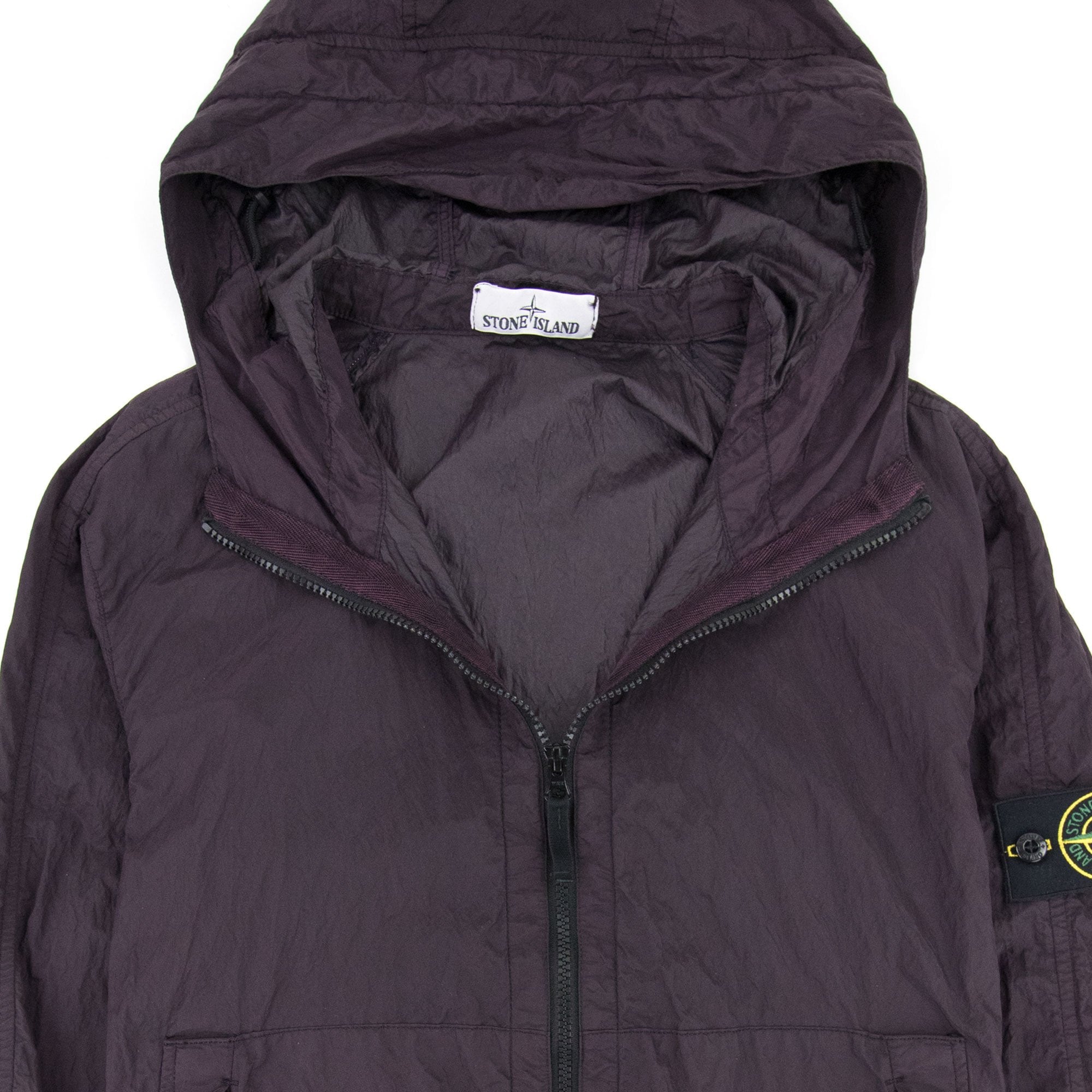 Stone Island Nylon Zip Up Jacket Burgundy V0012