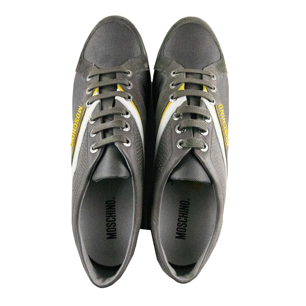 Moschino Side Logo Velour Cord Trainers Grigio