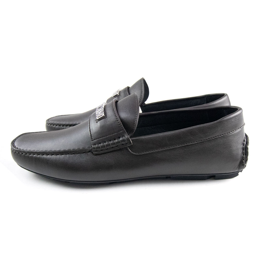 Moschino Logo Leather Loafers Brown