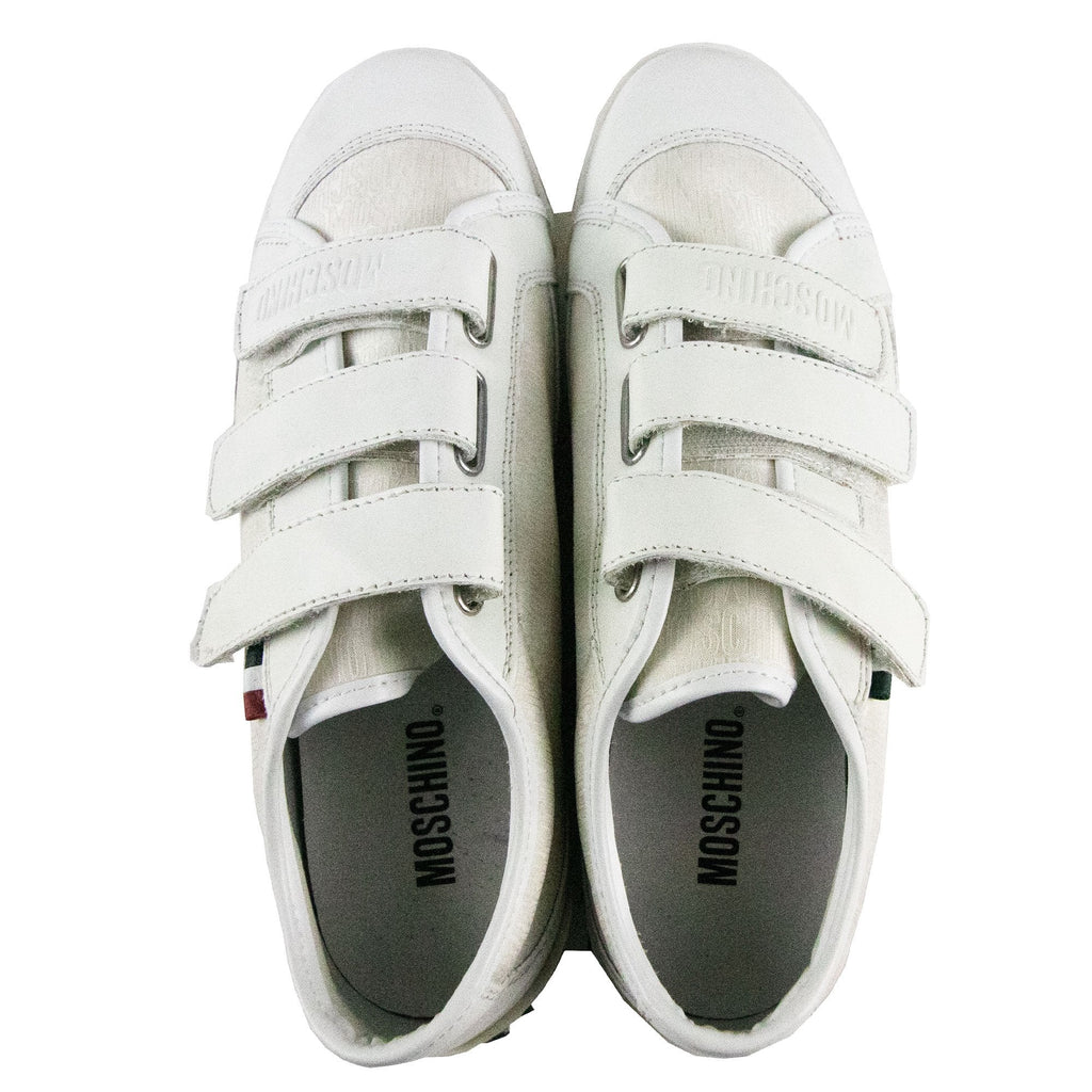 Moschino Ace Leather Trainers Bianco