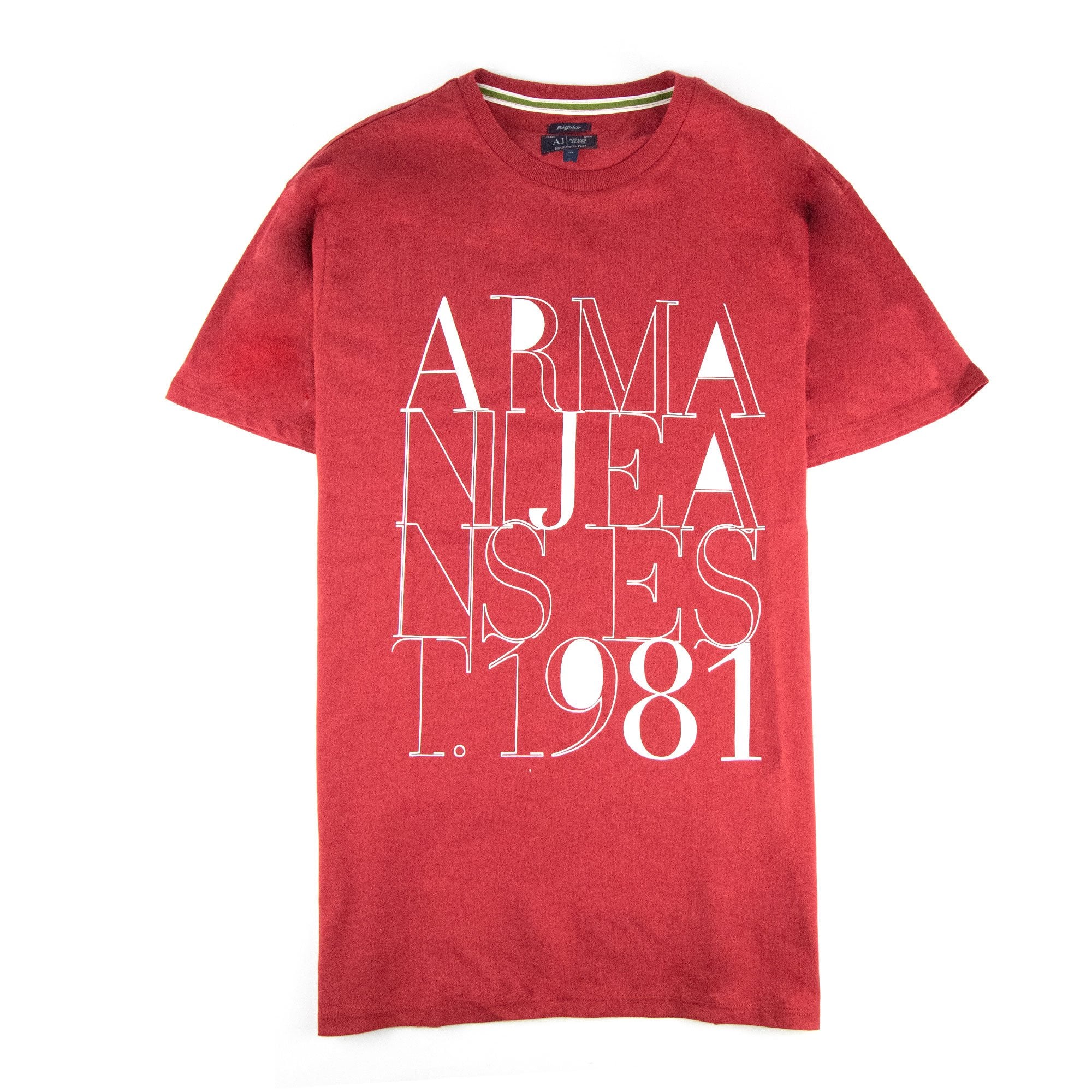 Armani Jeans 1981 Logo Print T Shirt Rosso Red