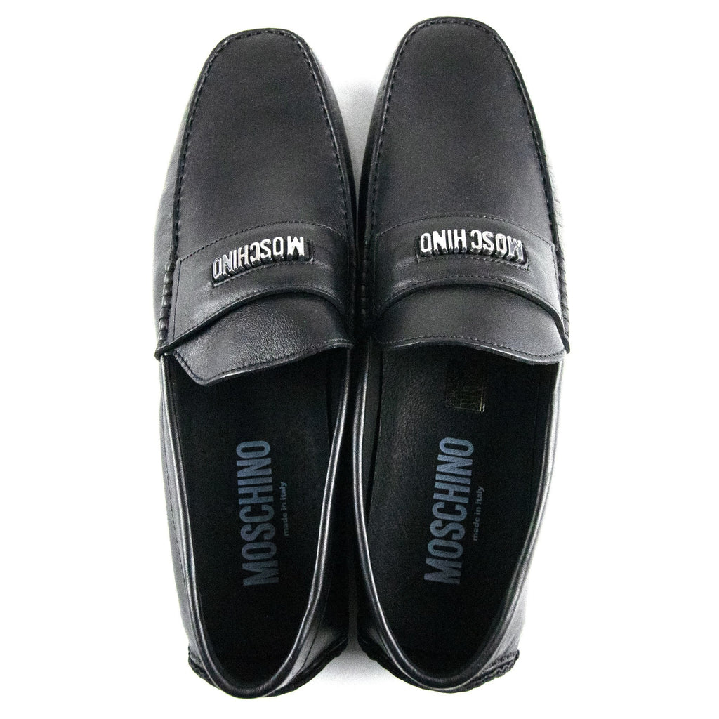 Moschino Logo Leather Loafers Black