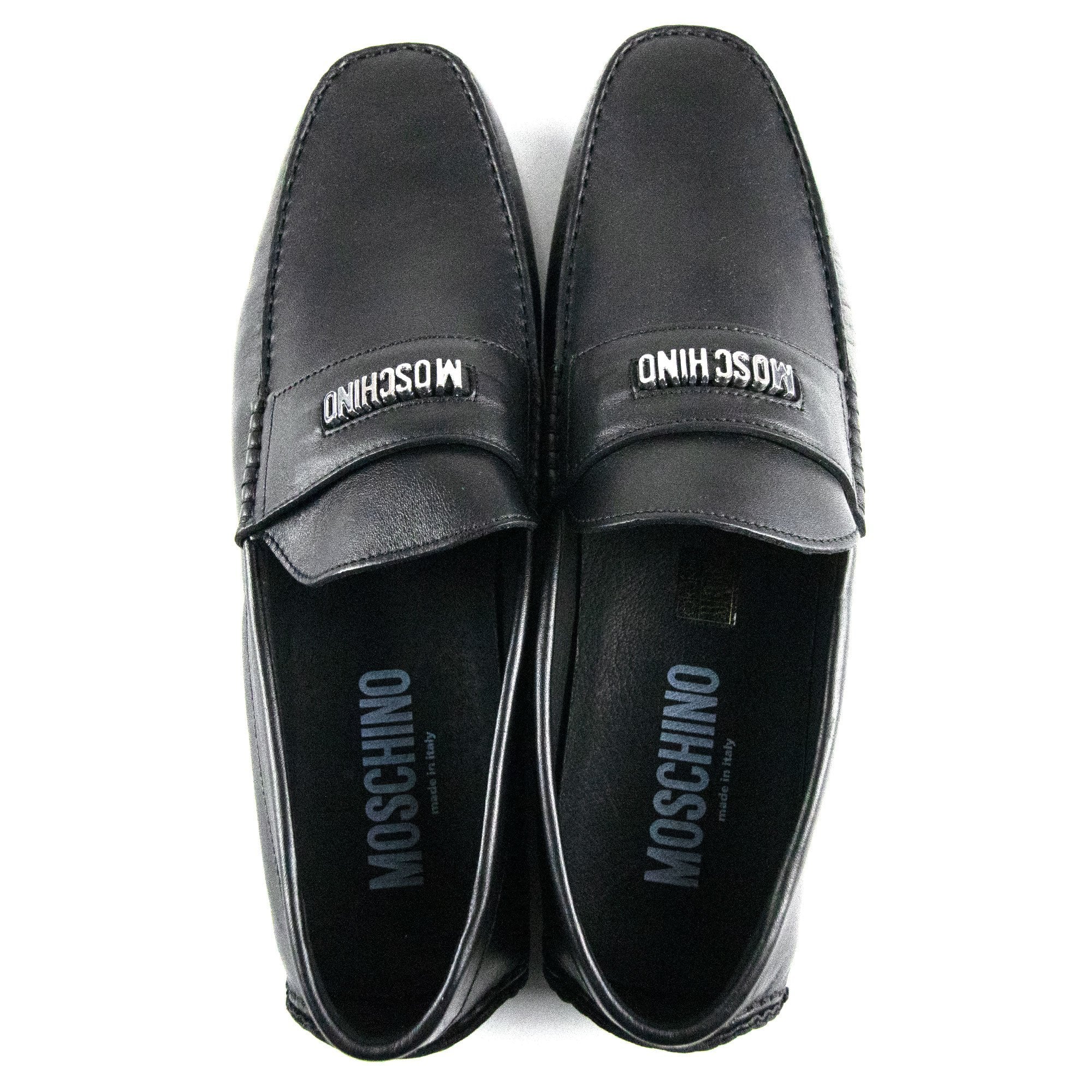 Moschino Logo Leather Loafers Black