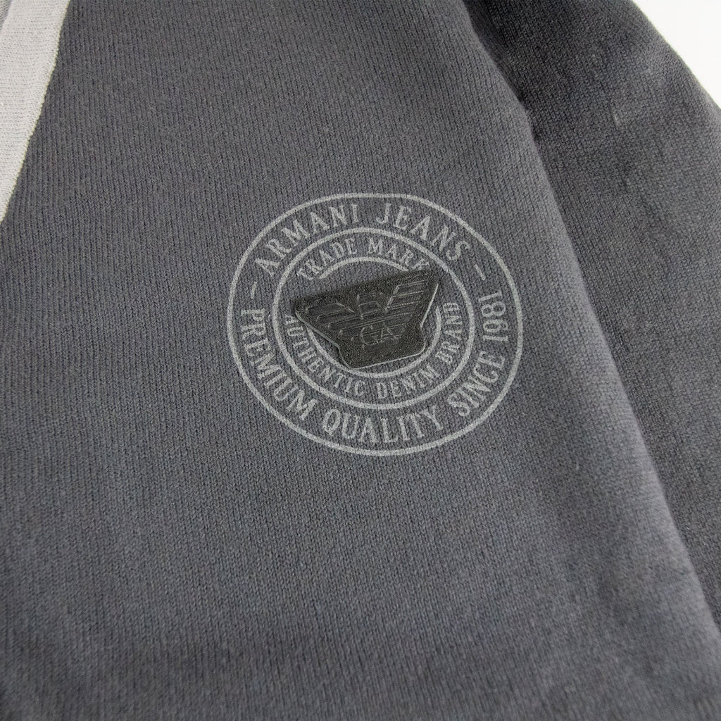 Armani Jeans Logo Print Cotton Cardigan Dark Grey