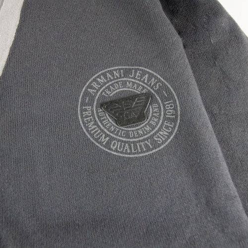Armani Jeans Logo Print Cotton Cardigan Dark Grey