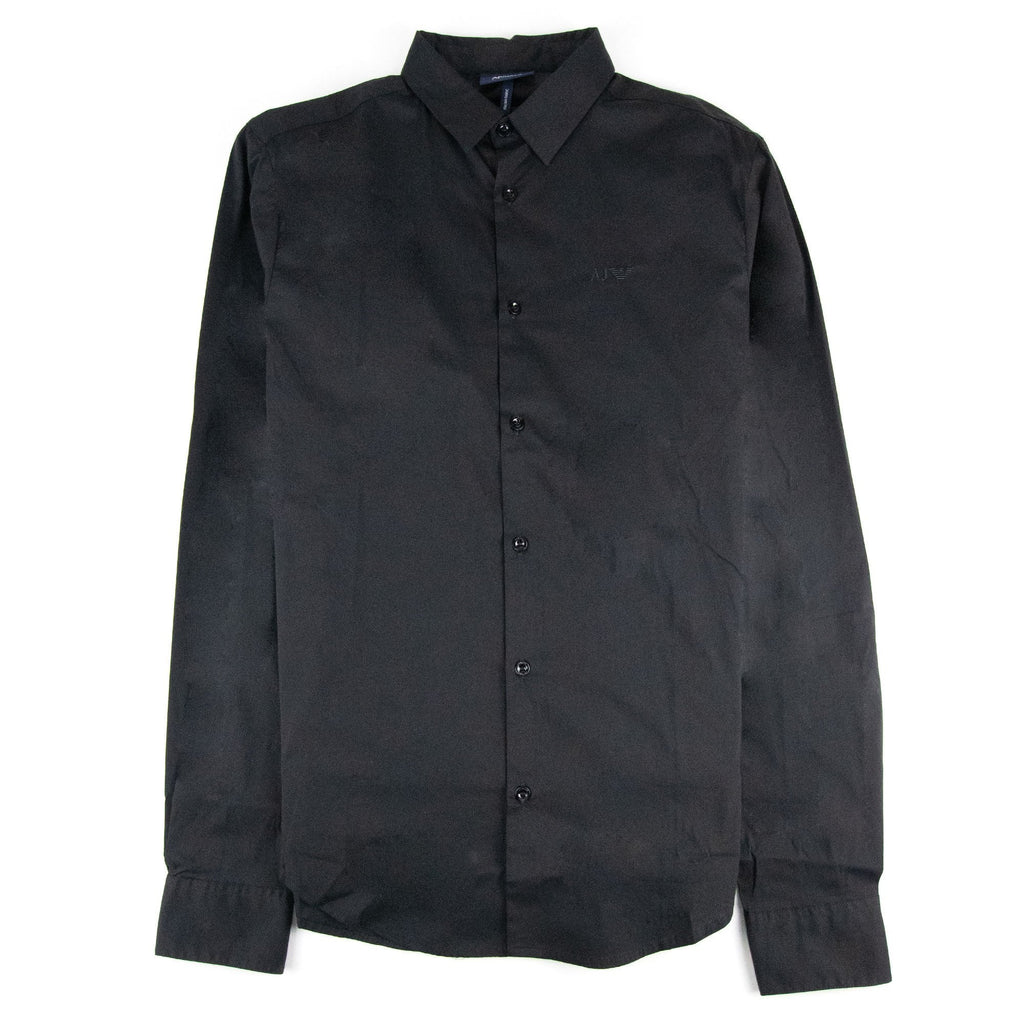 Armani Jeans Aj Embroidered Logo L/s Shirt Black