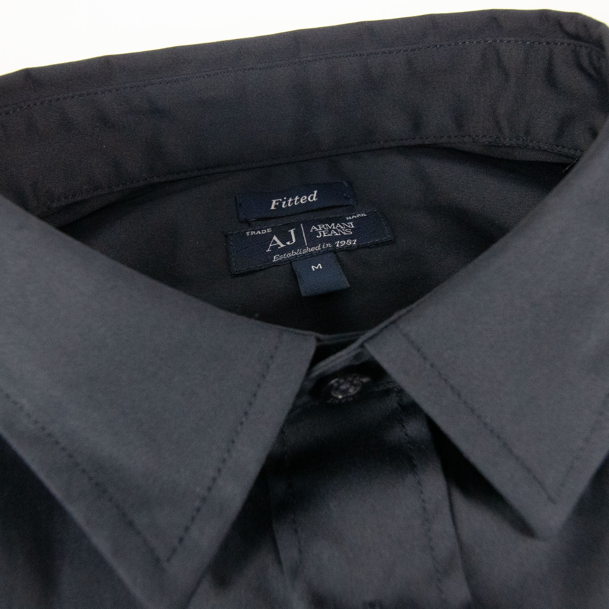 Armani Jeans Collar Aj Logo S/s Shirt Navy Blue
