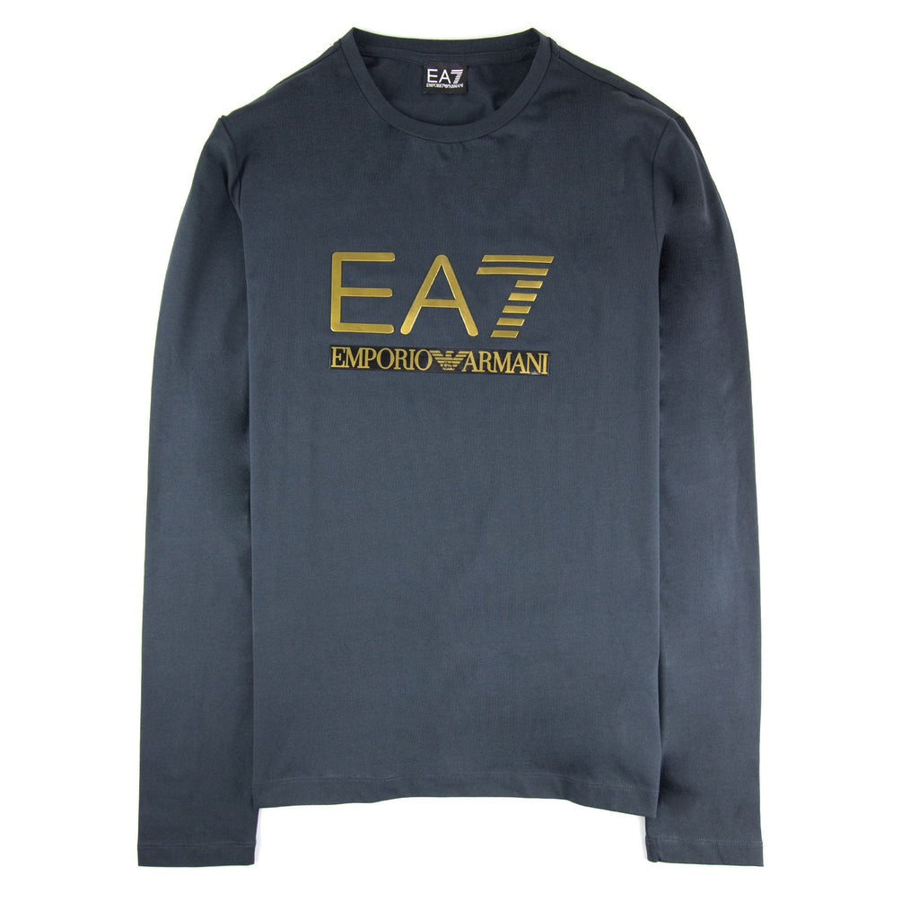 EA7 3D Gold Logo Long Sleeve T-shirt Darkslate