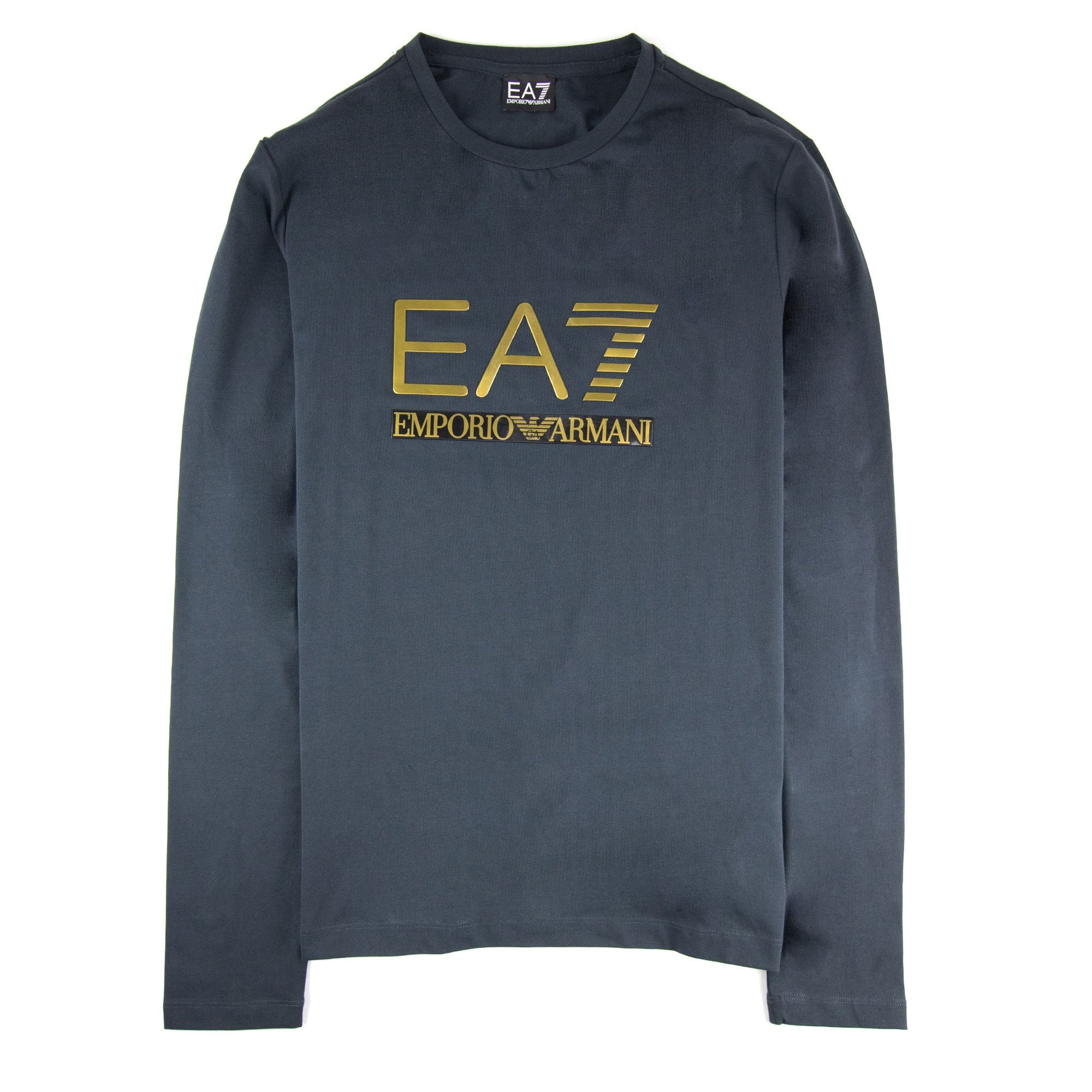 EA7 3D Gold Logo Long Sleeve T-shirt Darkslate