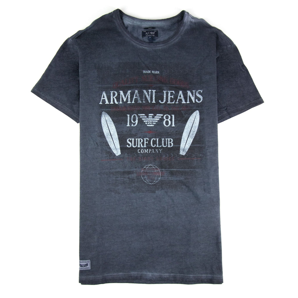 Armani Jeans Surf Club Company Logo T Shirt Navy Blue