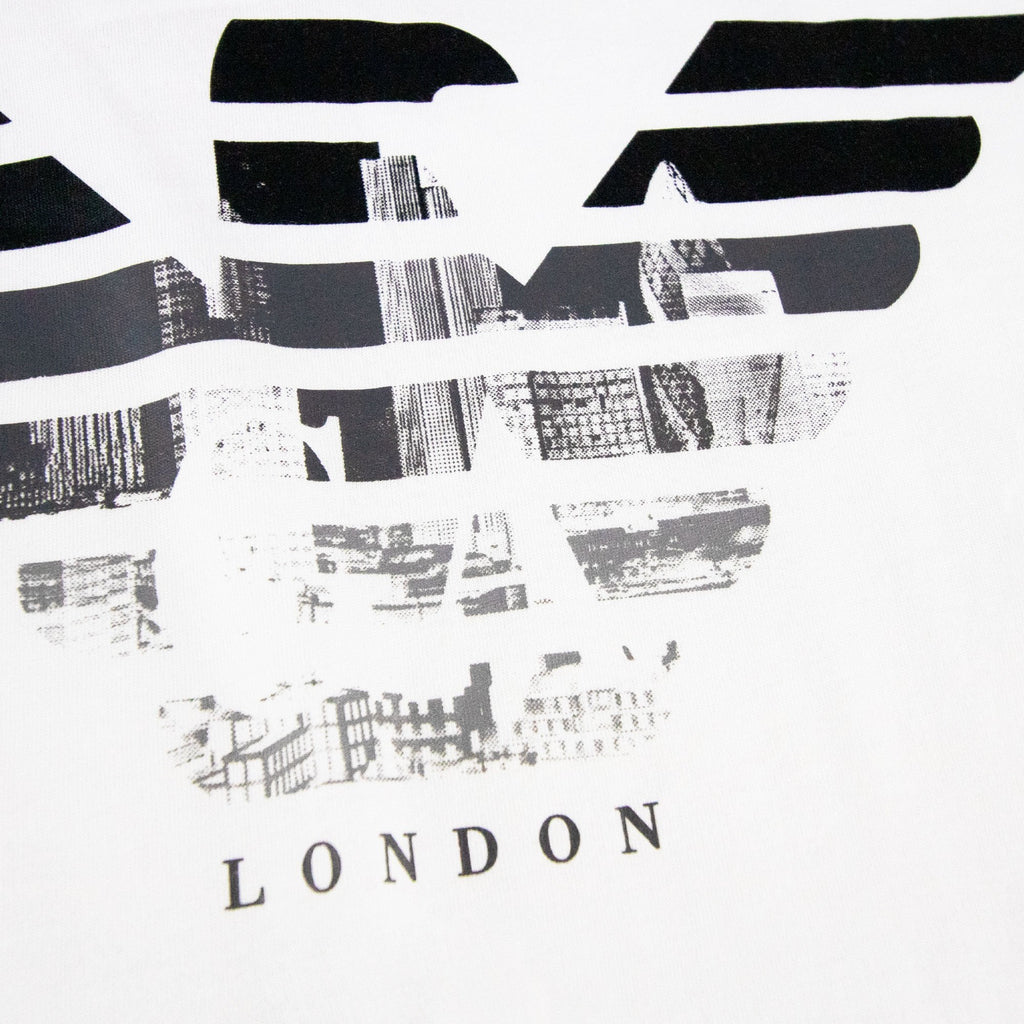 Armani Jeans Eagle London Logo T Shirt Bianco Ottico