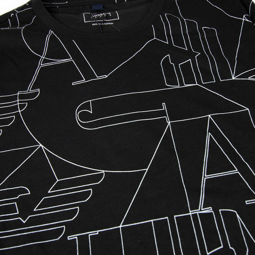 Armani Jeans Jersey Logo Print T Shirt Black