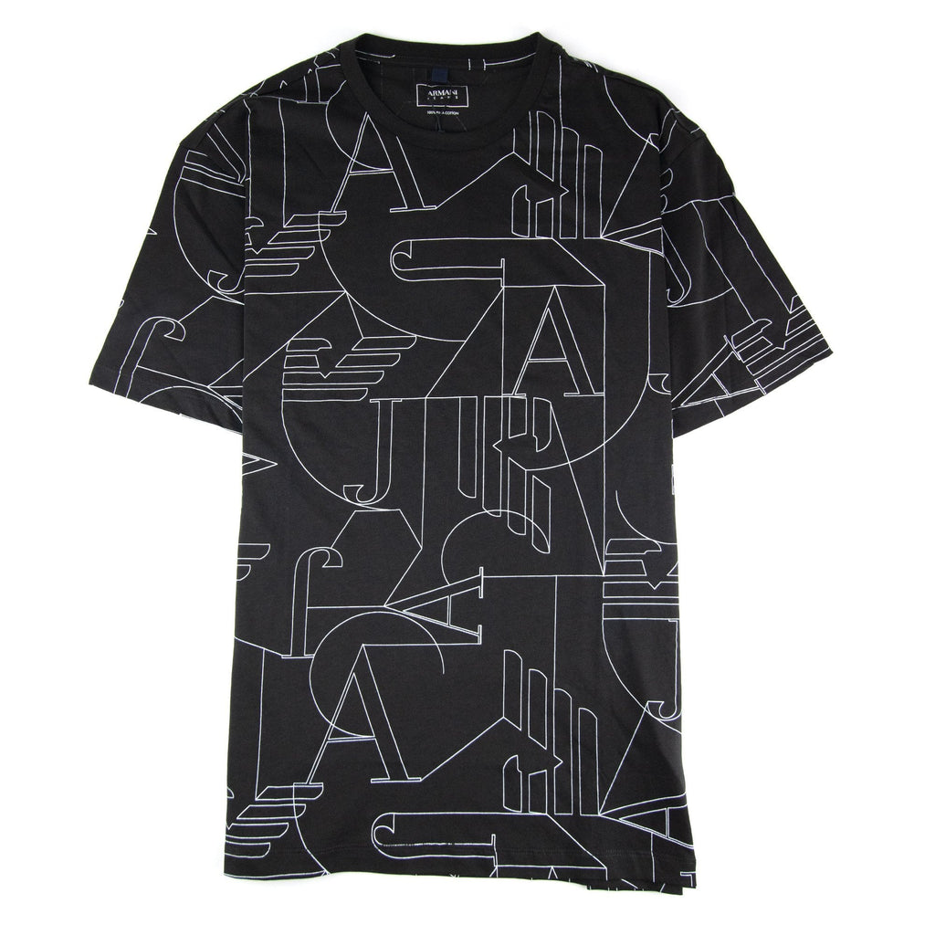 Armani Jeans Jersey Logo Print T Shirt Black