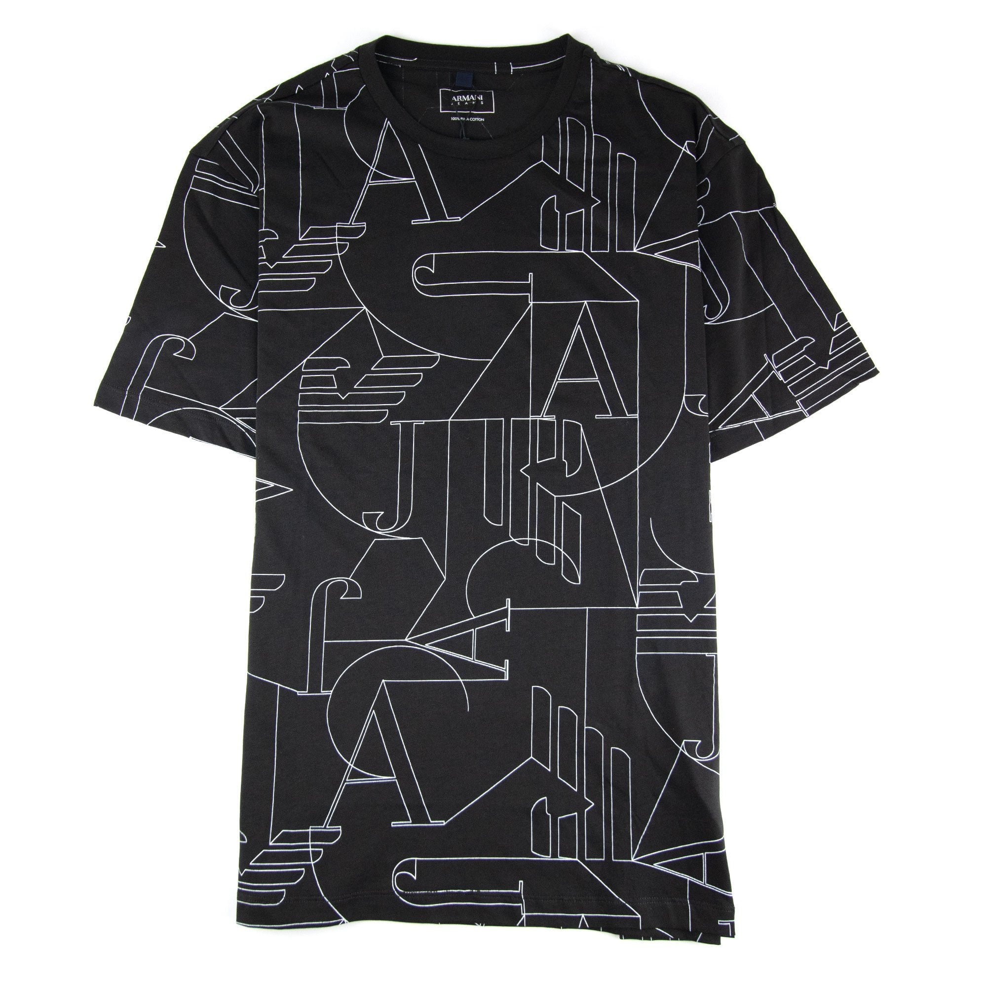 Armani Jeans Jersey Logo Print T Shirt Black