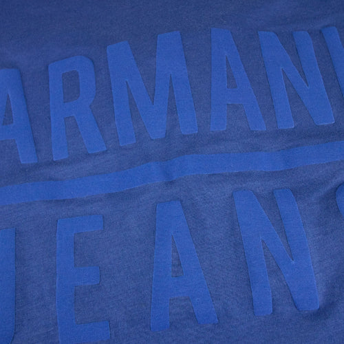 Armani Jeans Embossed Logo Crew T Shirt Blue