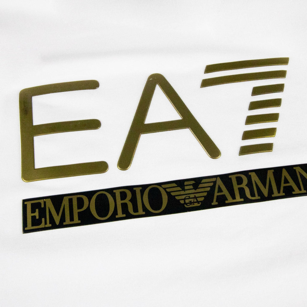 Ea7 3d Gold Logo Long Sleeve T-shirt White