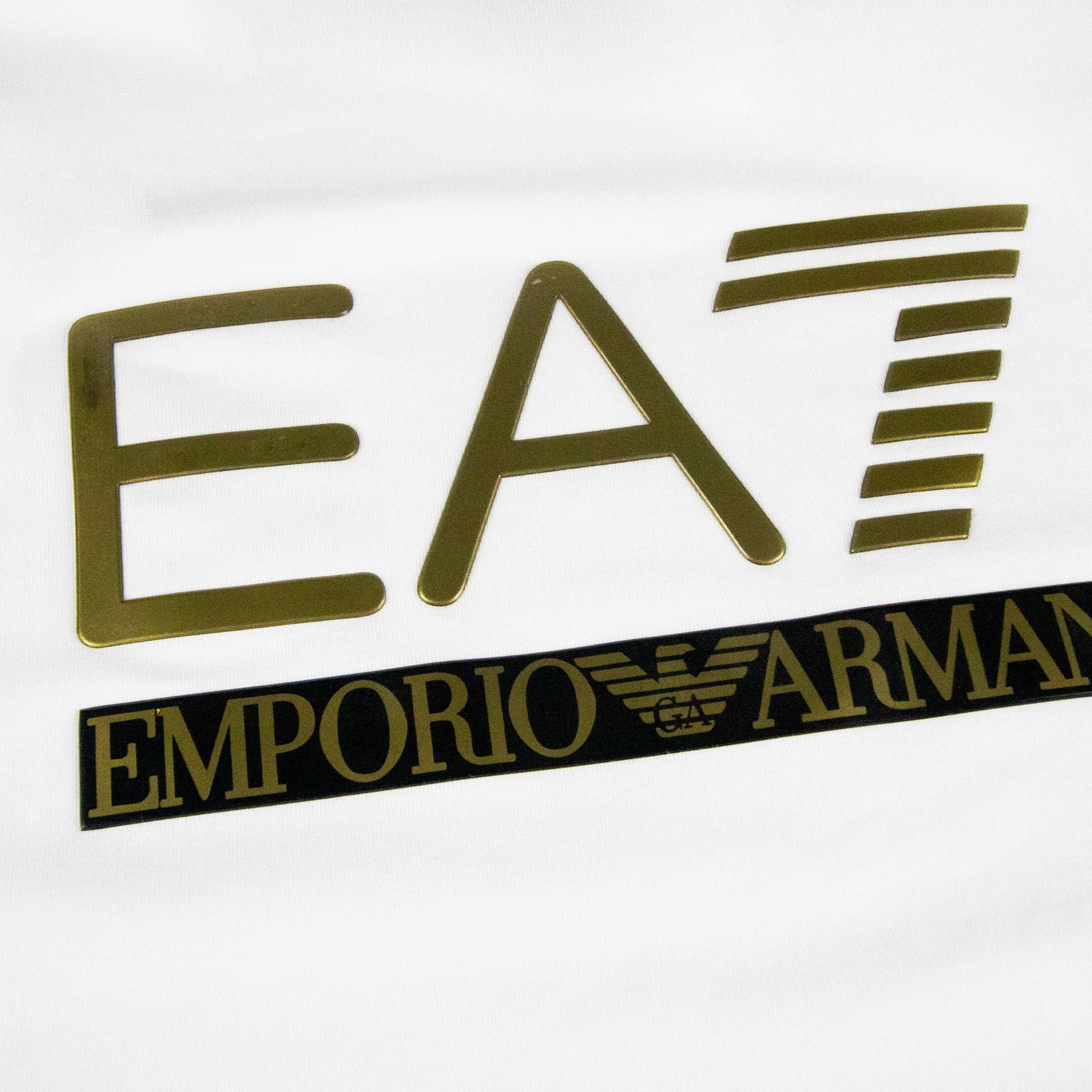 Ea7 3d Gold Logo Long Sleeve T-shirt White